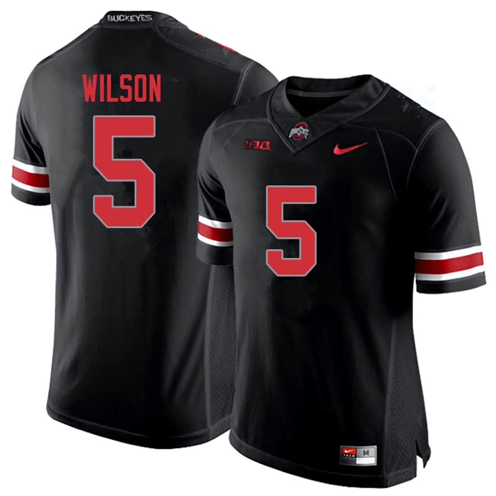 Garrett Wilson Ohio State Buckeyes Men's NCAA #5 Nike Blackout College Stitched Football Jersey DKS8756XX